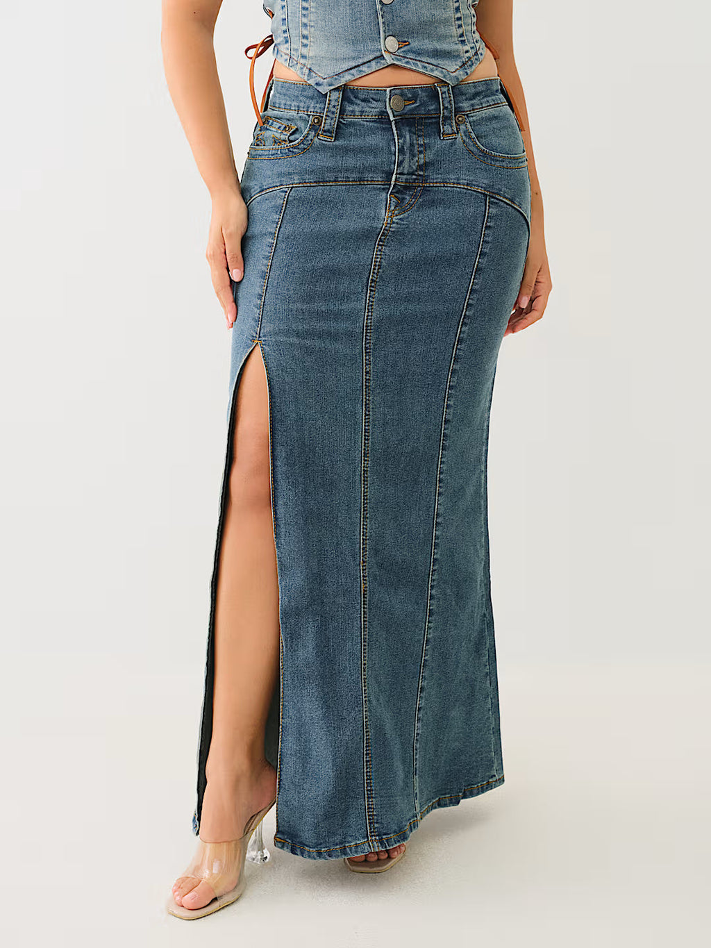 True Religion Vintage Slit Skirt Denim Maxi Ophelia